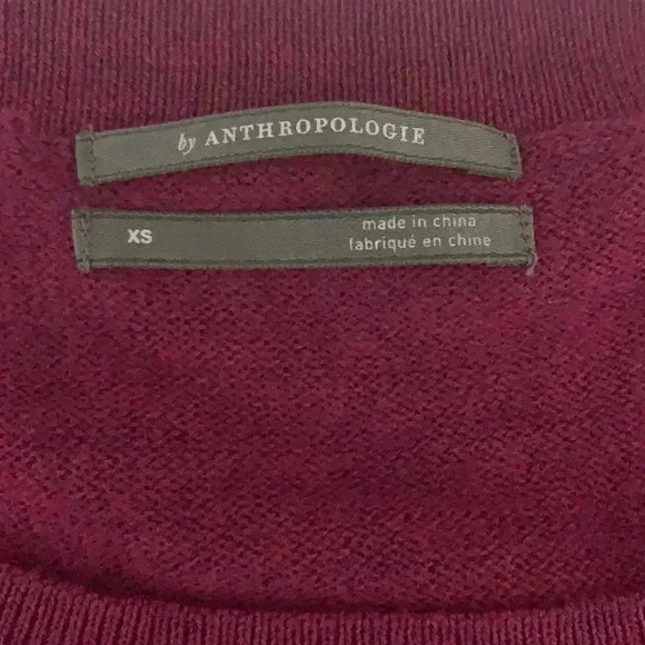 By Anthropologie 100% Merino Wool Asymmetrical Plum Sweater - Picture 8 of 8